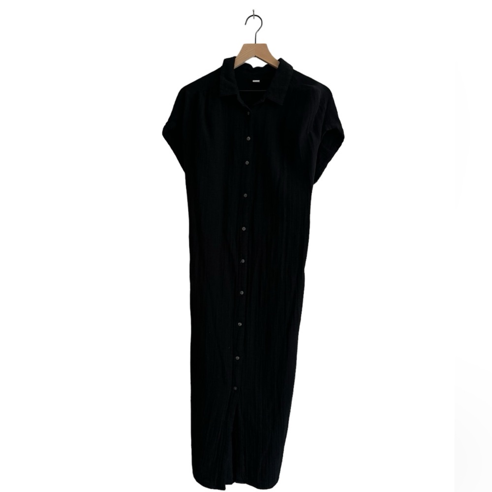 Old Navy Black Button-Front Maxi Dress